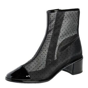 NEW Tory Burch Size 10  Cap-Toe Heel Ankle Mesh Boot 50mm - Nero/ Perfect Black